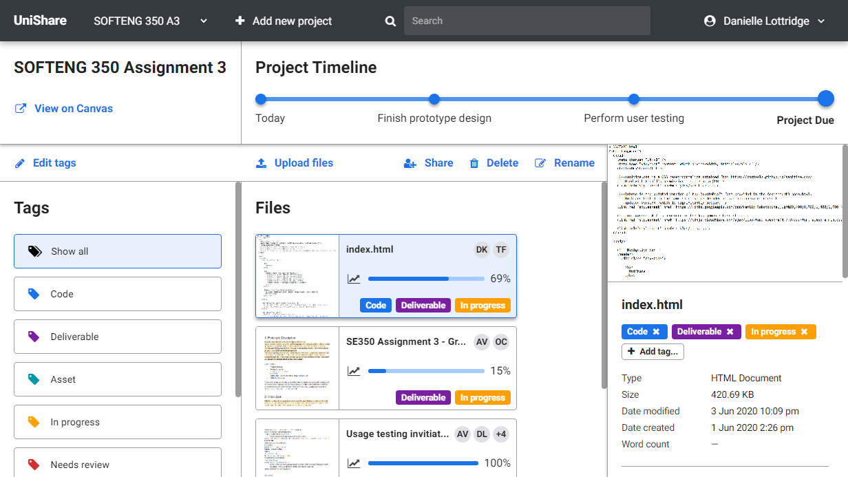 UniShare hi-fi prototype